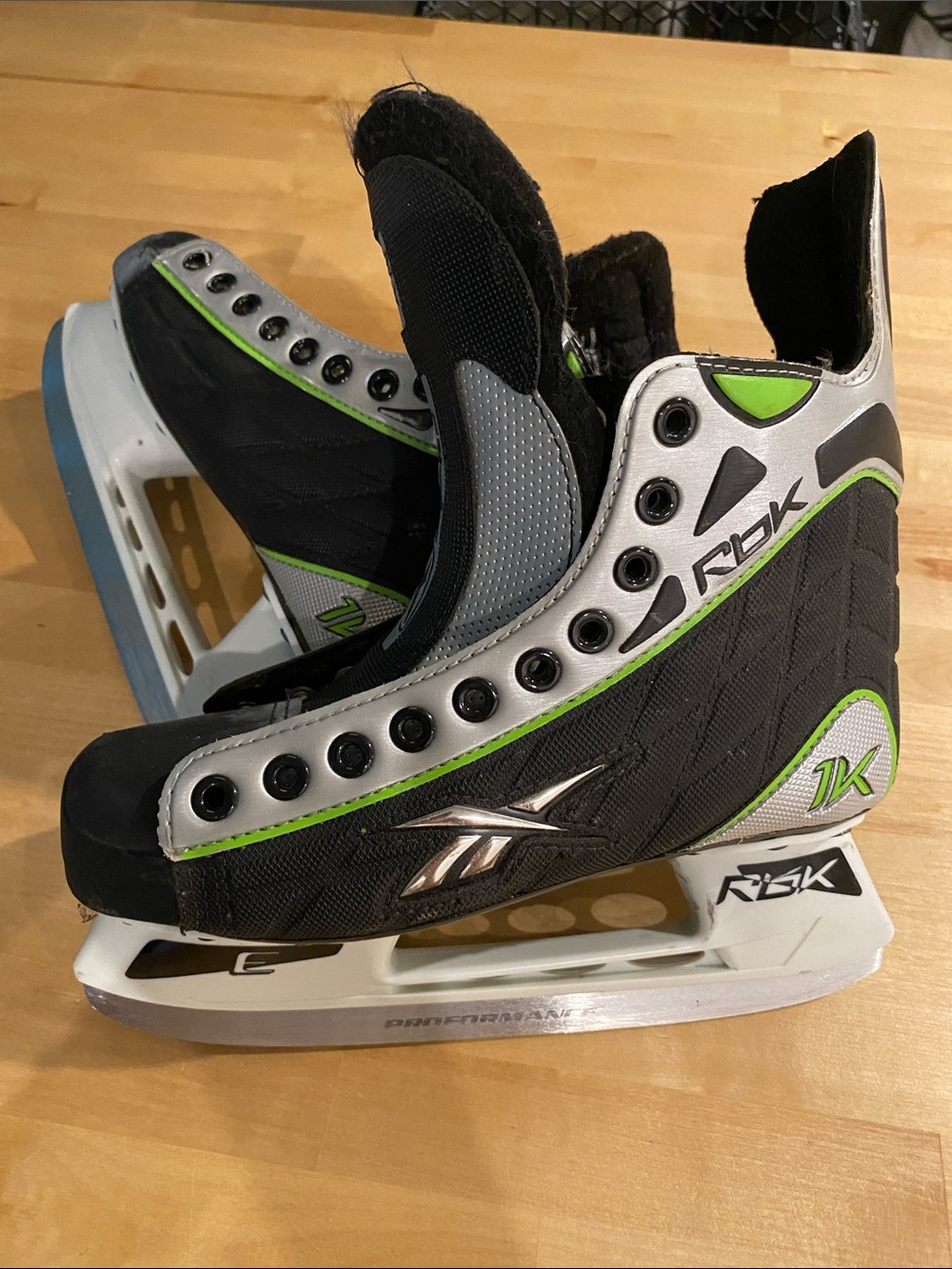 Reebok Kids Black and Green Ice Hockey Skates